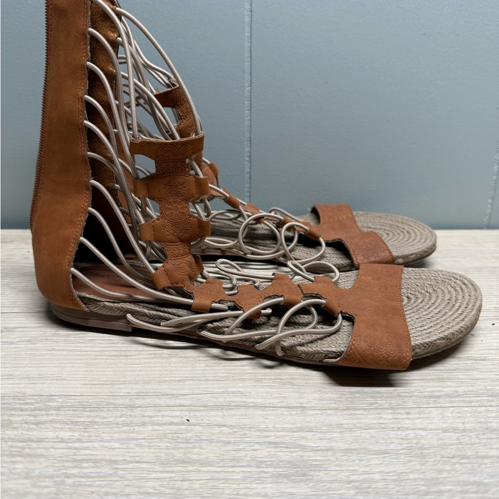 Maurices Brown Lace-Up Gladiator Sandals Women Size 10